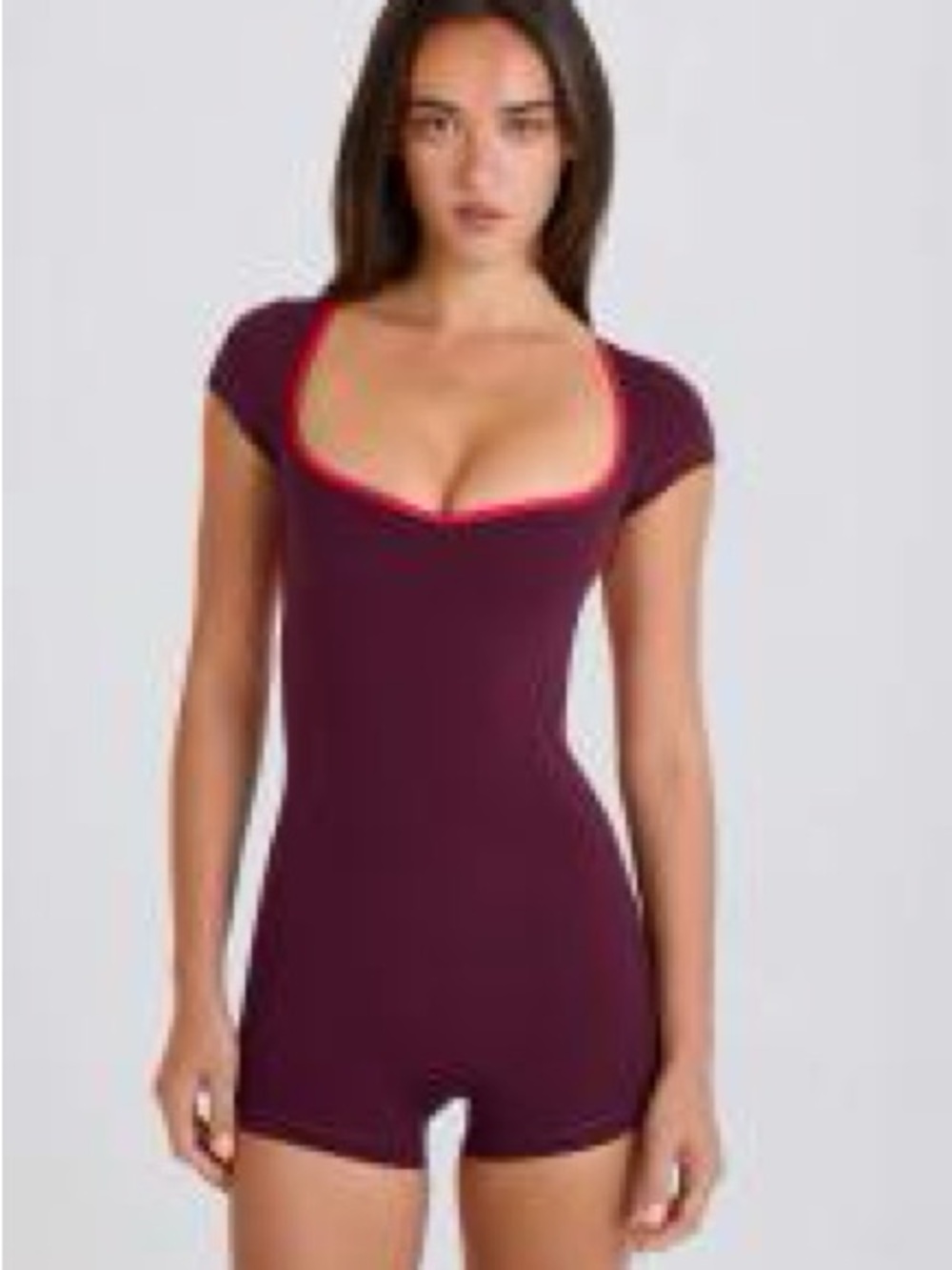 Bo+Tee Soft Active Open-back Unitard In Burgundy small